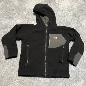 The North Face Fleece Jacket Kids Youth Boys XS 6 Black Hooded Coat